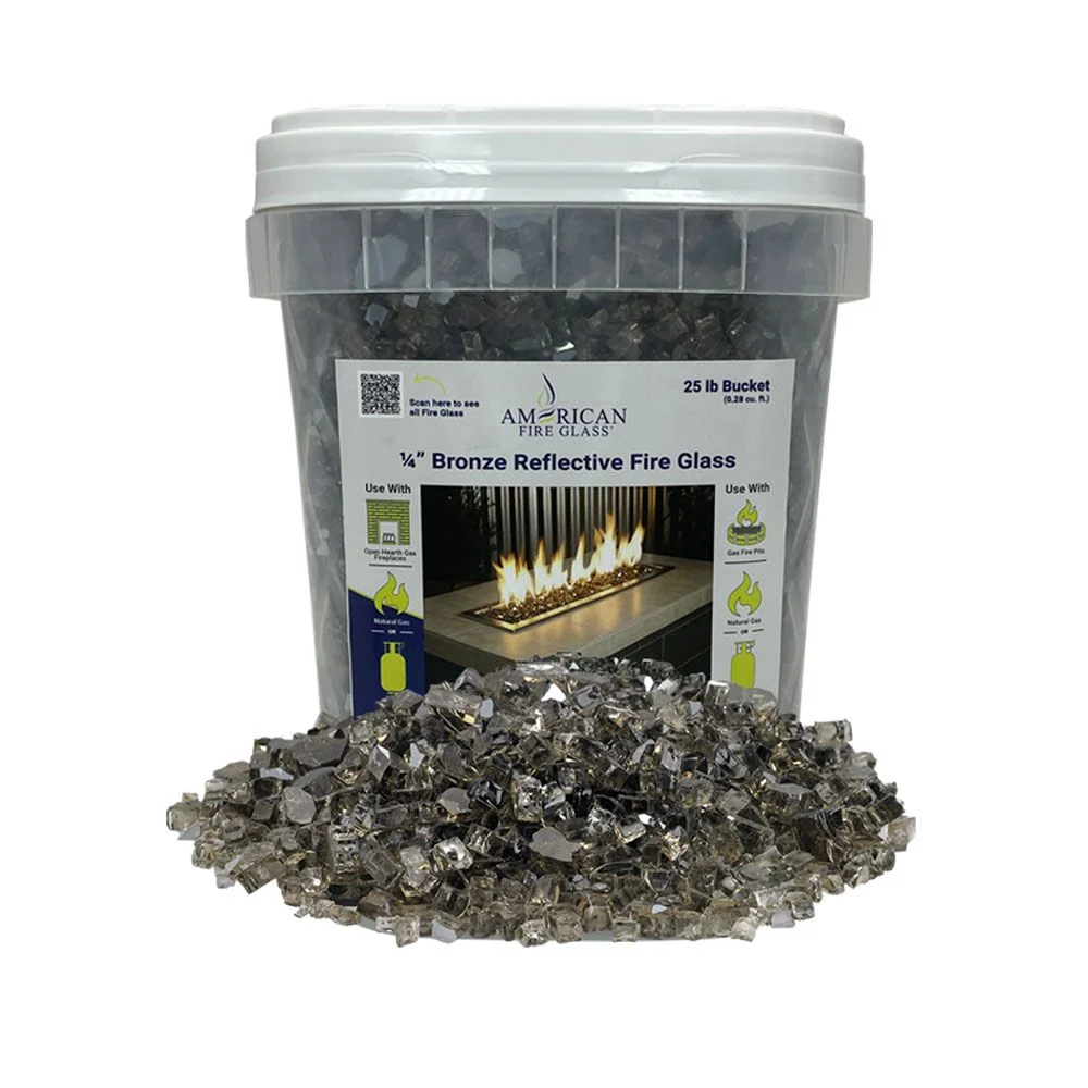 American Fireglass 1/4" Bronze Reflective Fire Glass (25 lbs in Bucket)