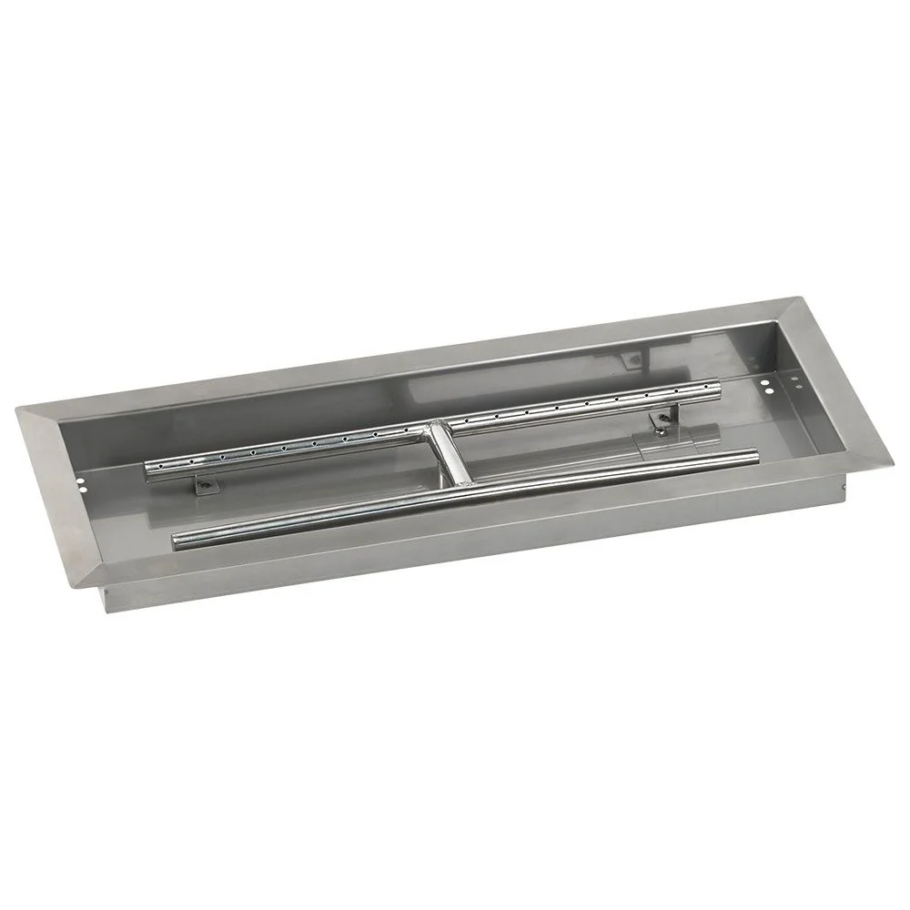 American Fireglass 24" x 8" Rectangular Stainless Steel Drop-In Fire Pit Pan