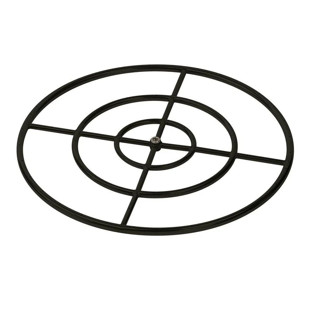 American Fireglass 30" Triple-Ring Round Black Steel Burner with a 3/4" Inlet