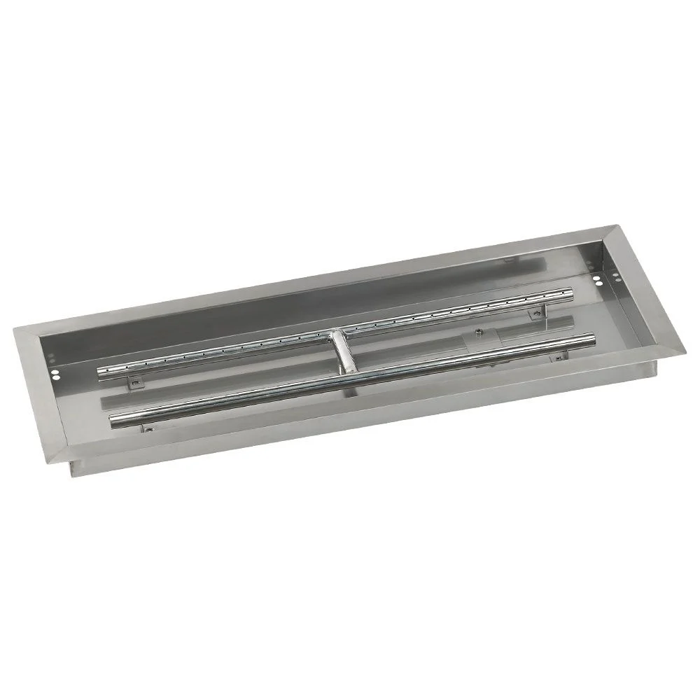 American Fireglass 30" x 10" Rectangular Stainless Steel Drop-In Fire Pit Pan