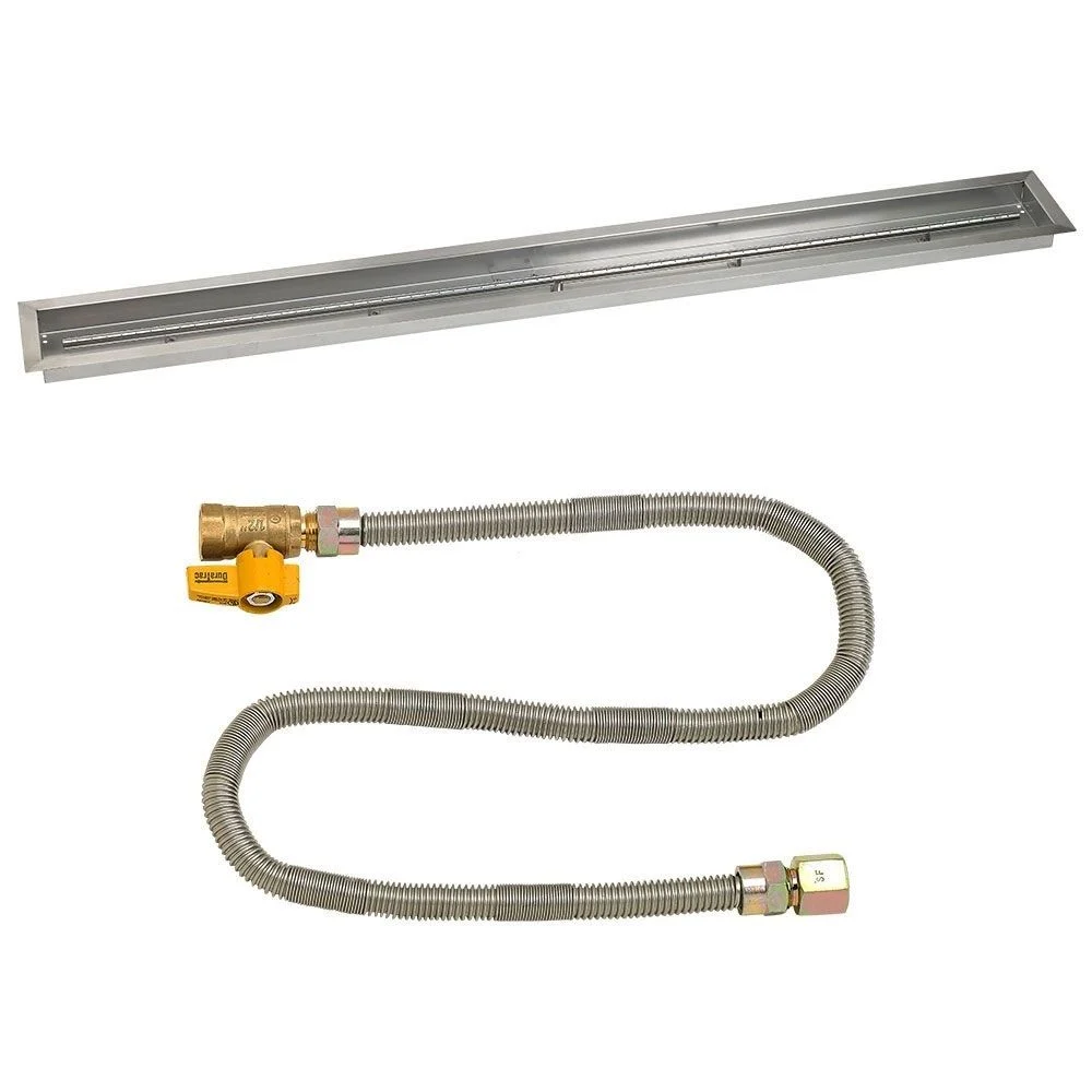 American Fireglass 72"x 6" Linear Stainless Steel Drop-In Fire Pit Pan with Propane Match Light Kit