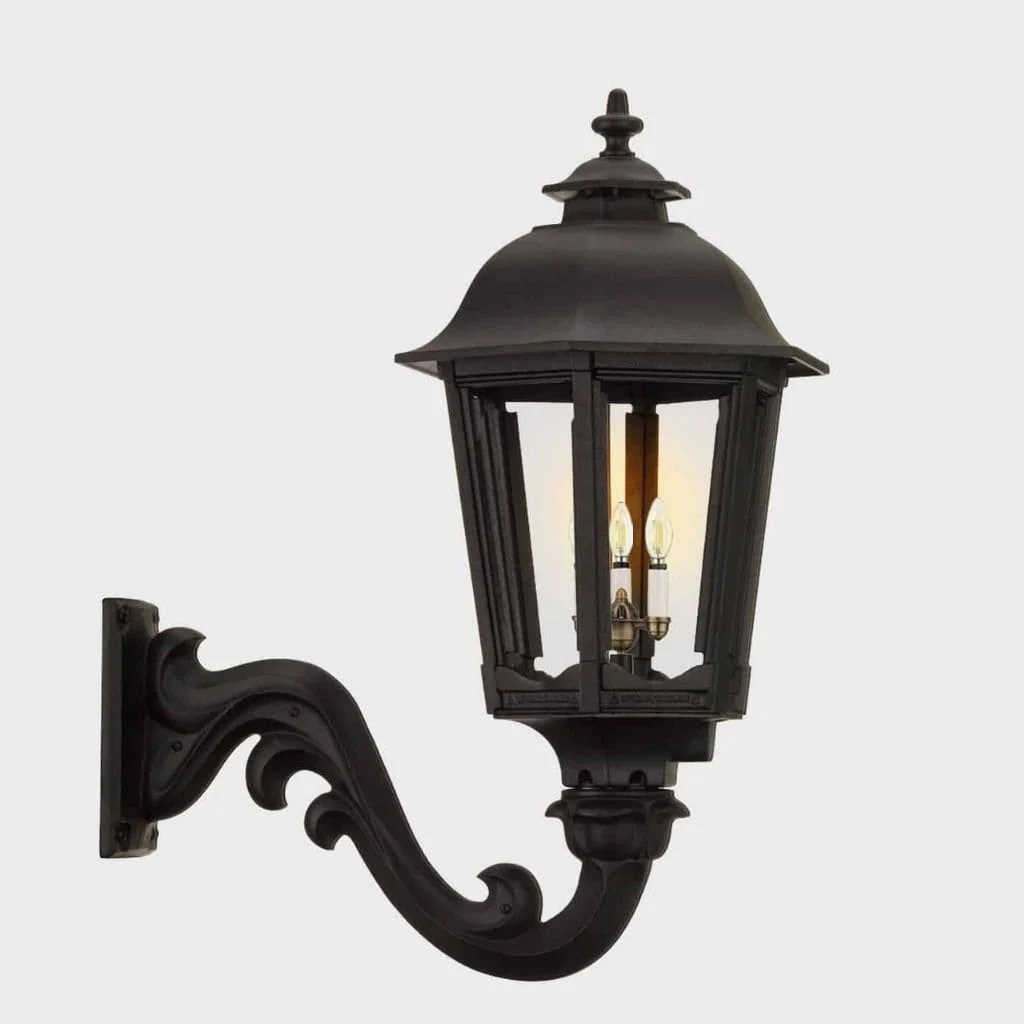 American Gas Lamp Works Bavarian 1200W 21" White Residential Wall Mount Aluminum Natural Gas Lamp With Dual Open Flame Burner Light Assembly, Frosted Tempered Glass Panes and Loop Finial
