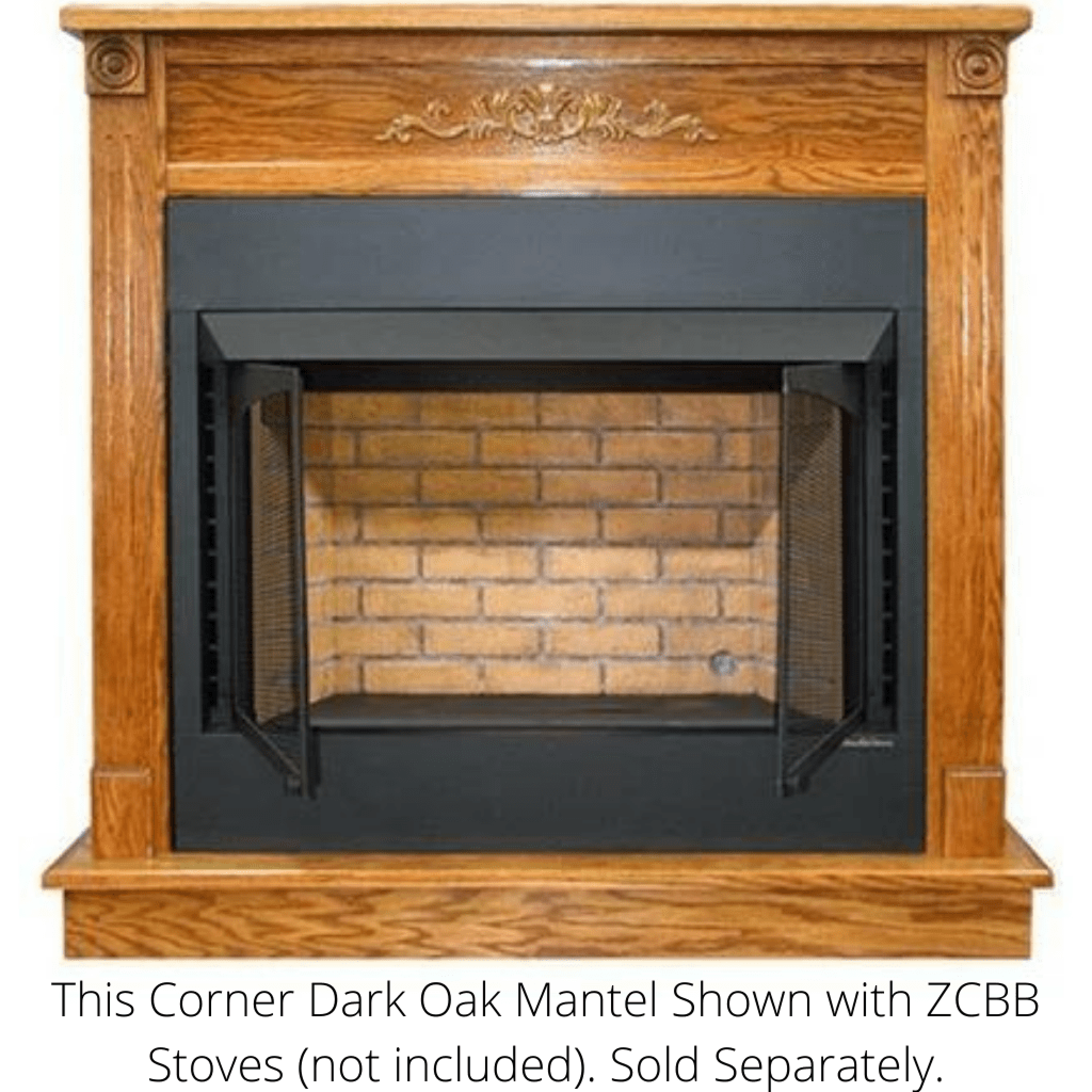 Buck Stove 36" Standard Corner Dark Oak Mantel for ZCBB Stoves