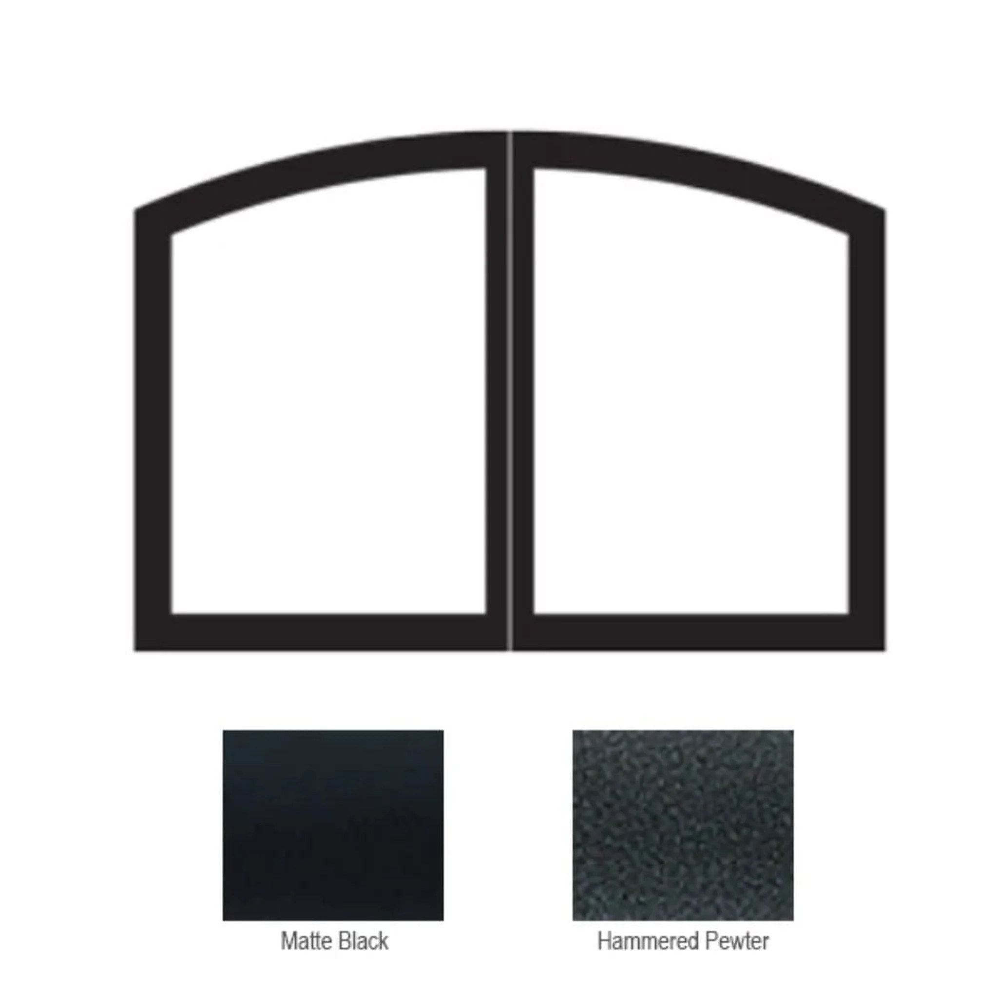 Empire Hammered Pewter Arch Door Set for 32" Fireplace and Firebox