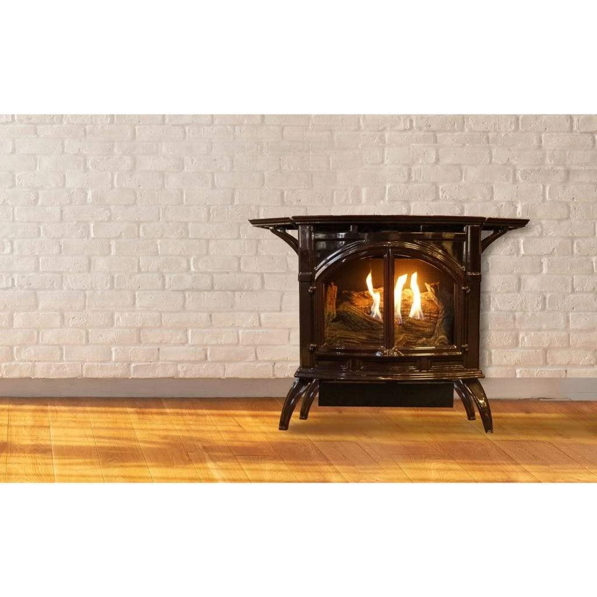 Empire Spirit 28" 25,000 BTU Porcelain Mahogany Finish Intermittent Pilot Control With On/Off Switch, Natural Gas Vent Free Cast Iron Medium Stove