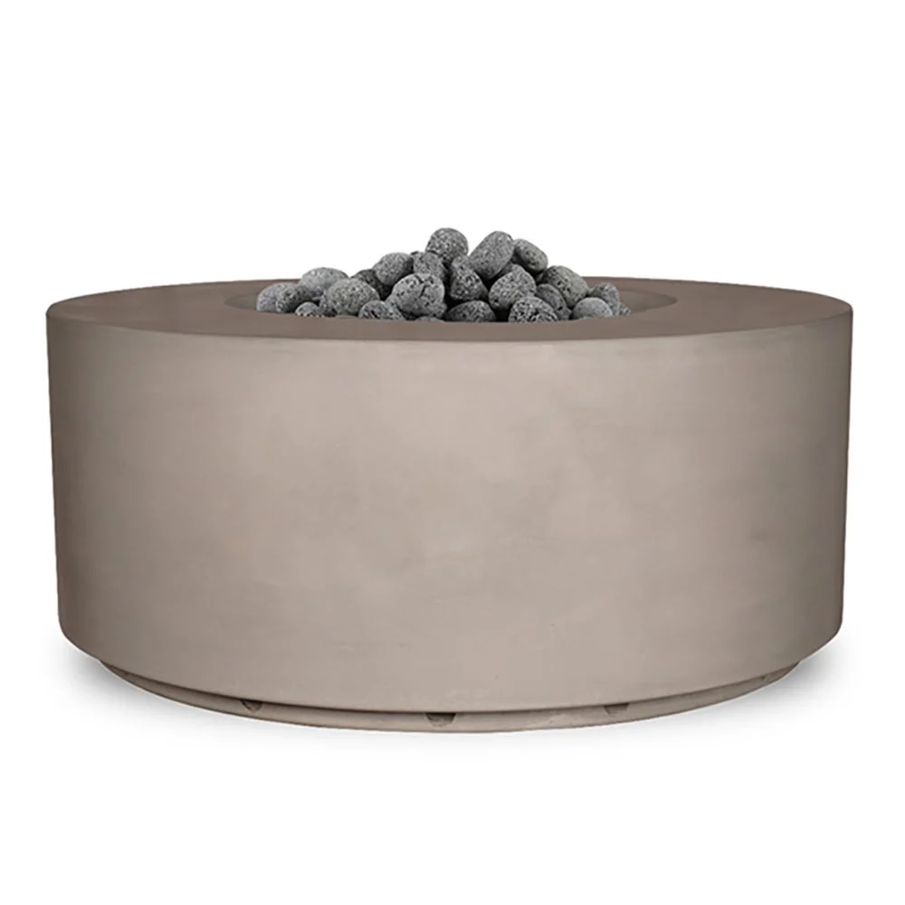 Fire by Design 42" Manhattan Cylinder Crystal Cove Finish Propane Fire Pit Table - Battery Powered Ignition System Kit