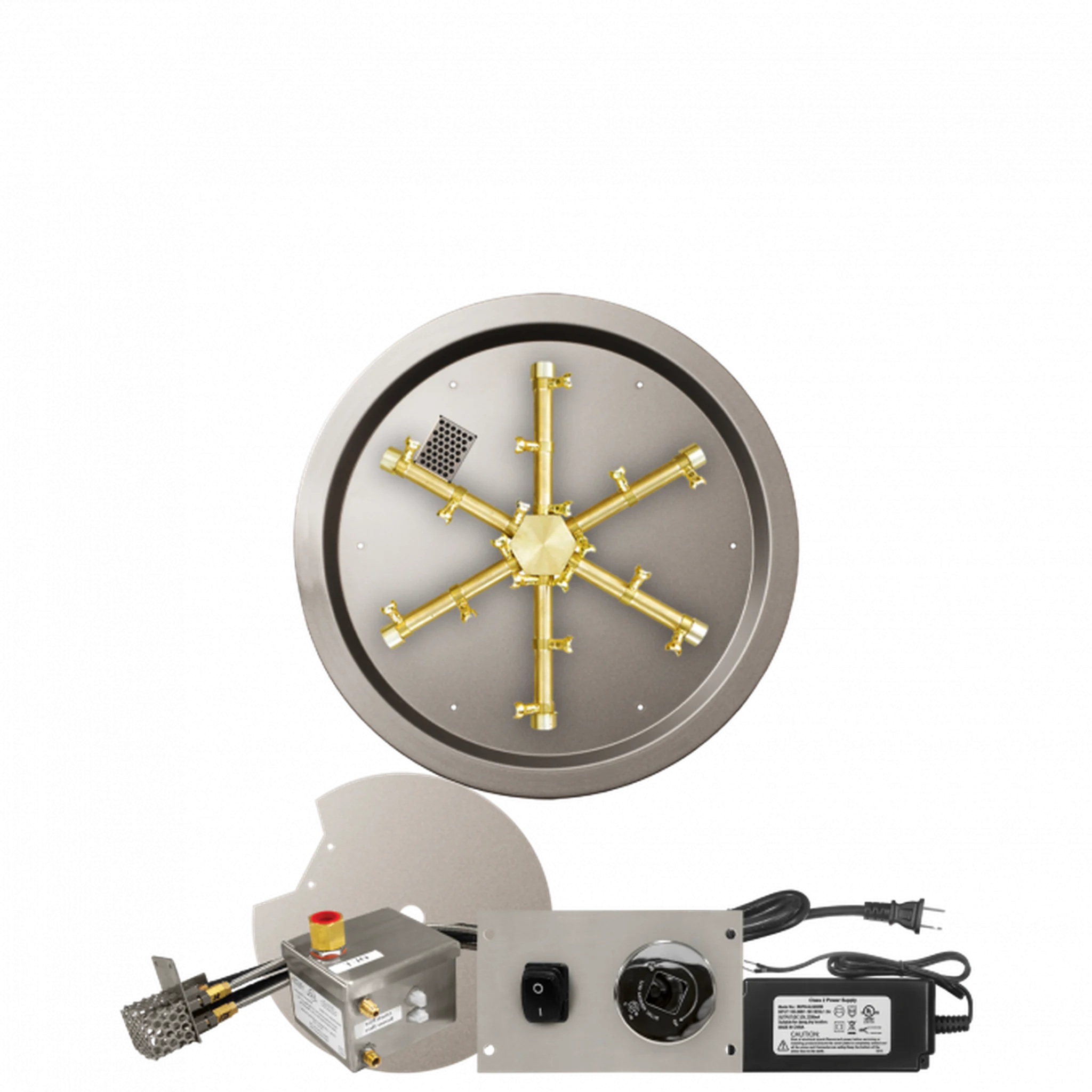 Firegear Pro Series 19" Round Drop-In Pan Propane Gas Fire Pit Burner System With All Weather Electronic Ignition System