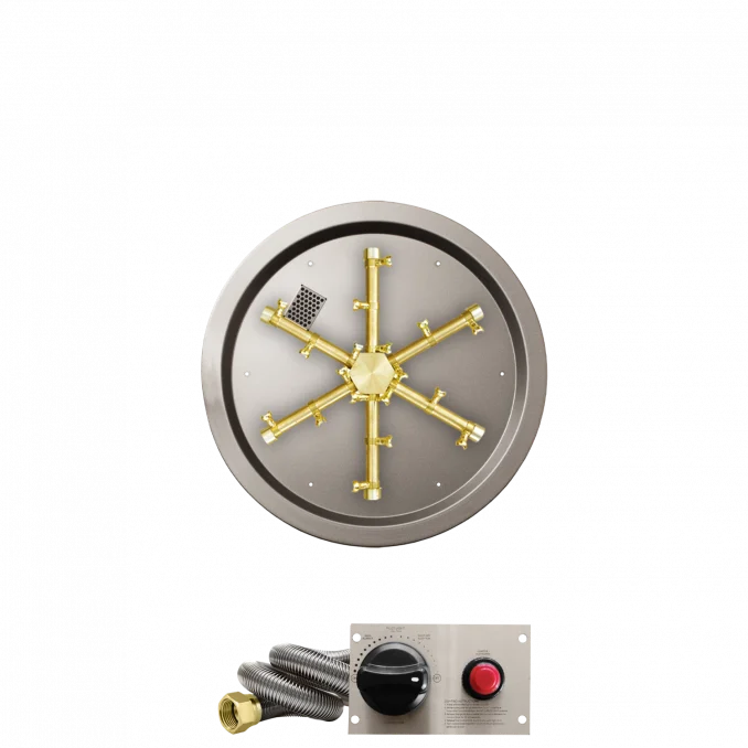 Firegear Pro Series 19" Round Drop-In Pan Propane Gas Fire Pit Burner System With Thermocouple Piloted Safety Ignition System