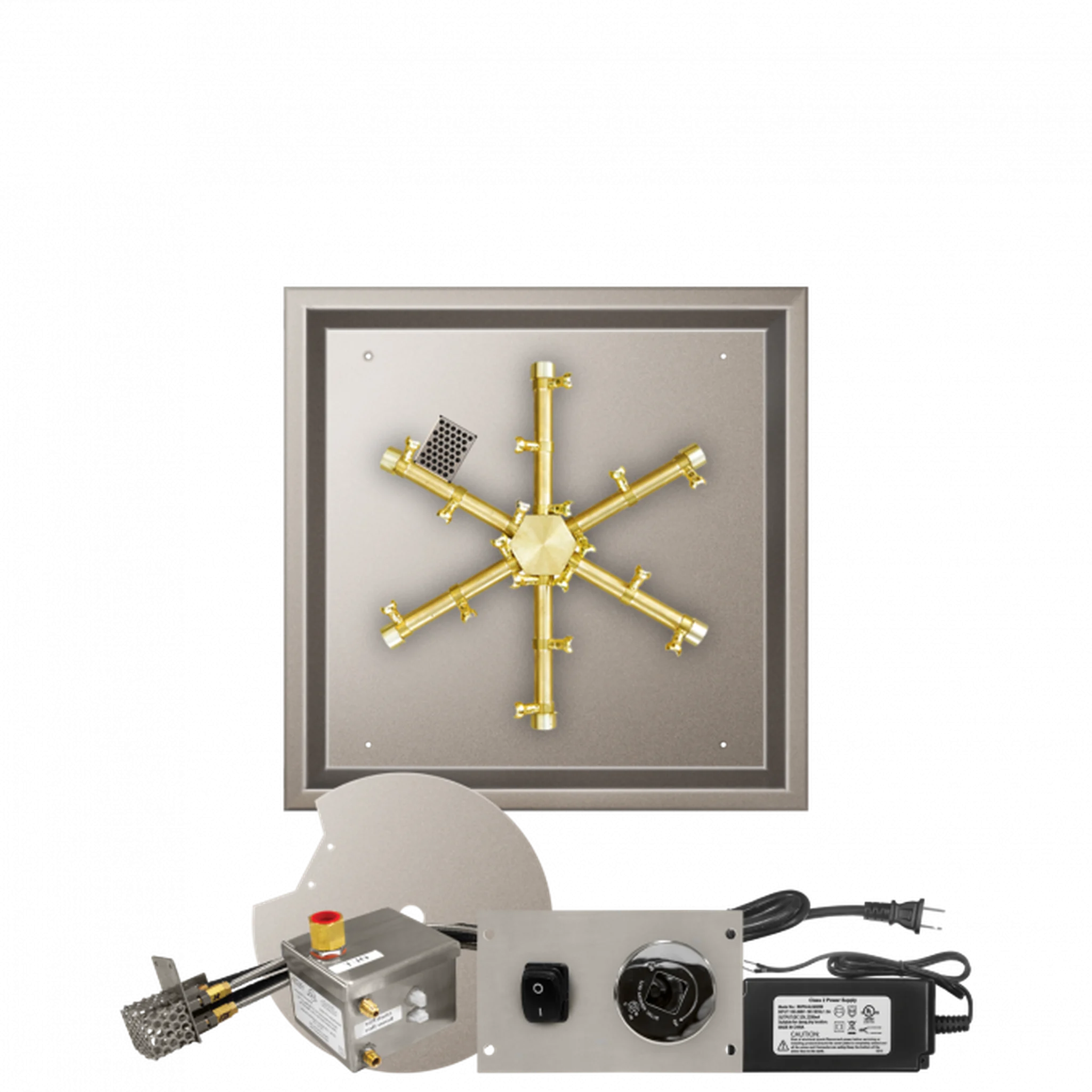 Firegear Pro Series 20" Square Drop-In Pan Propane Gas Fire Pit Burner Kit With All Weather Electronic Ignition System