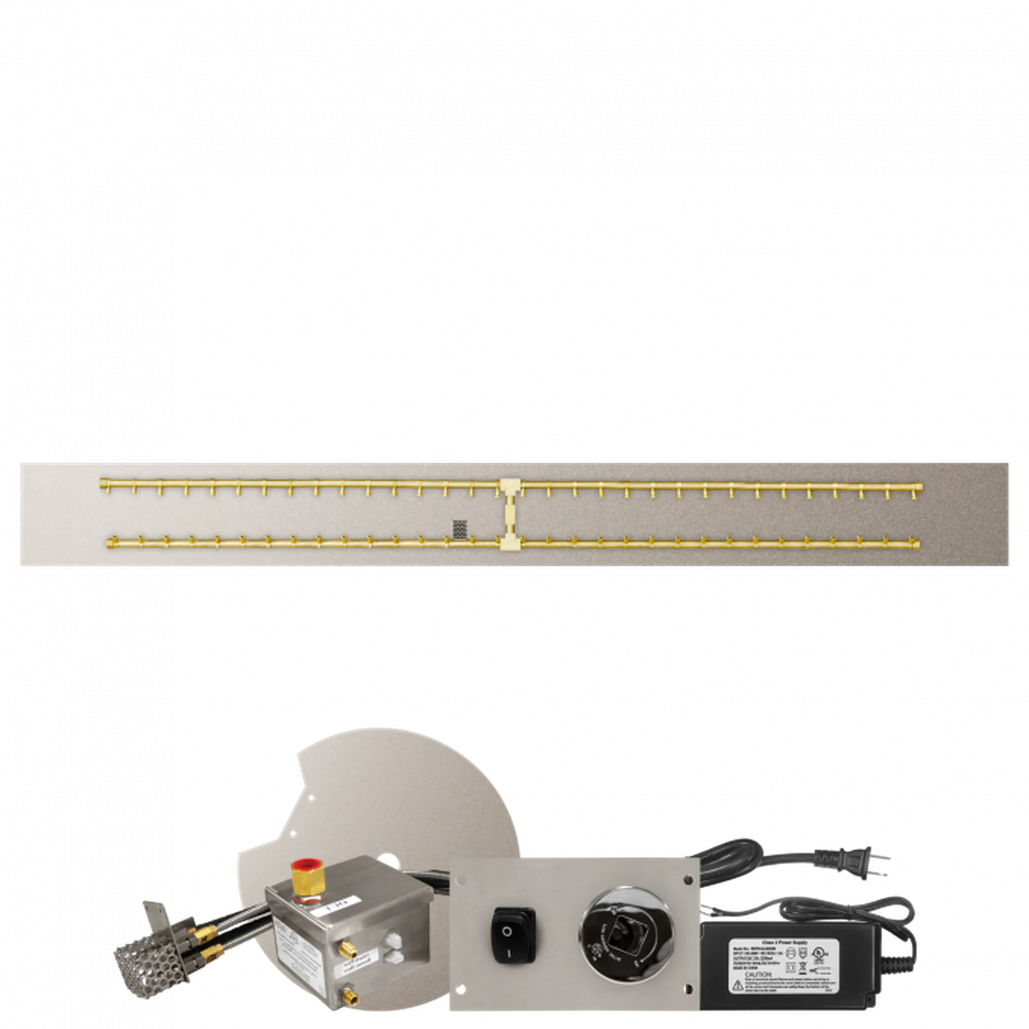 Firegear Pro Series 96" x 10" Linear Flat Pan Natural Gas Fire Pit H Burner System With All Weather Electronic Ignition System
