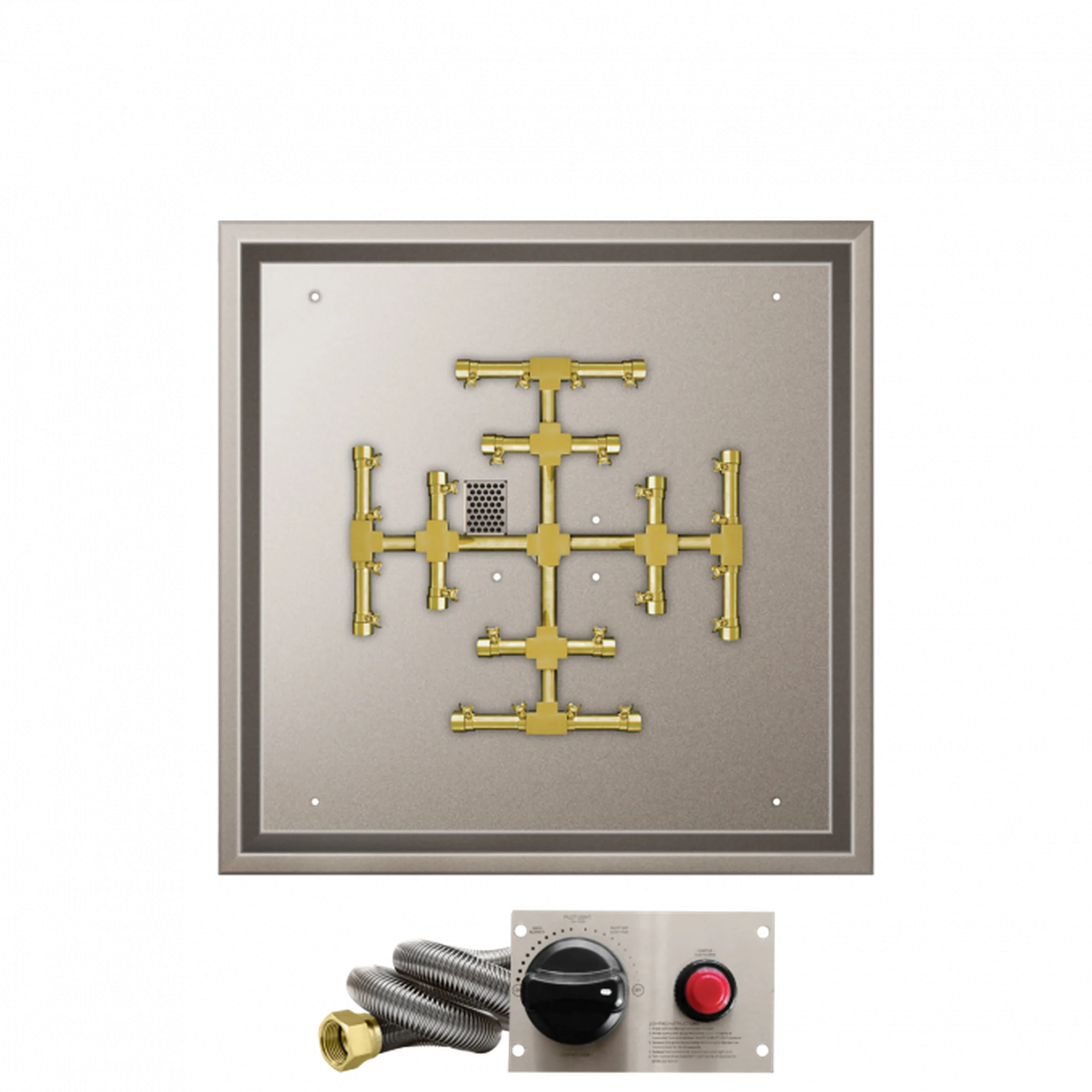Firegear Pro Series Snowflake 20" Square Drop-In Pan Propane Gas Fire Pit Burner Kit With Thermocouple Piloted Safety Ignition System