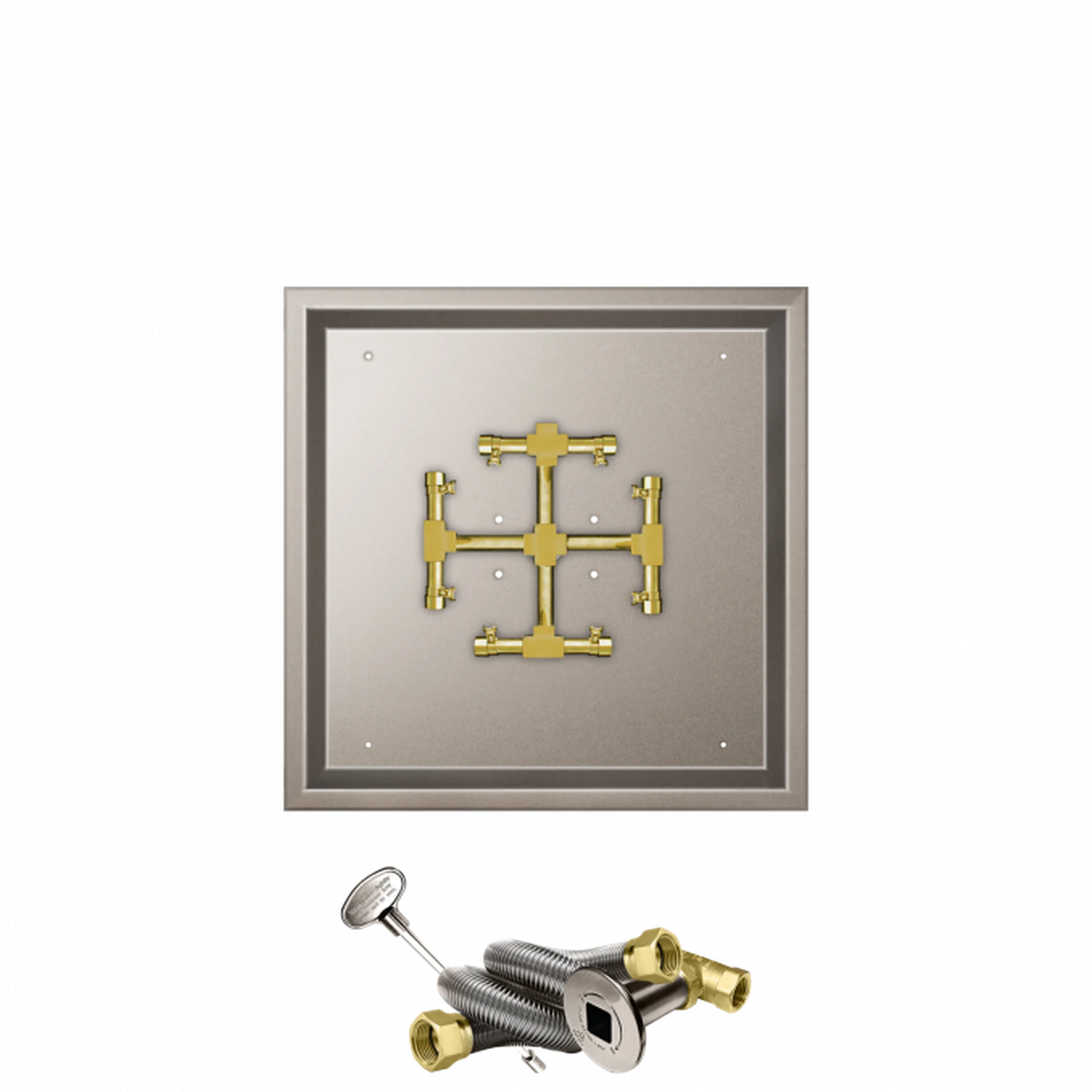 Firegear Pro Series Snowflake 20" Square Drop-In Pan Propane Gas Fire Pit Burner System With Match Throw Ignition System