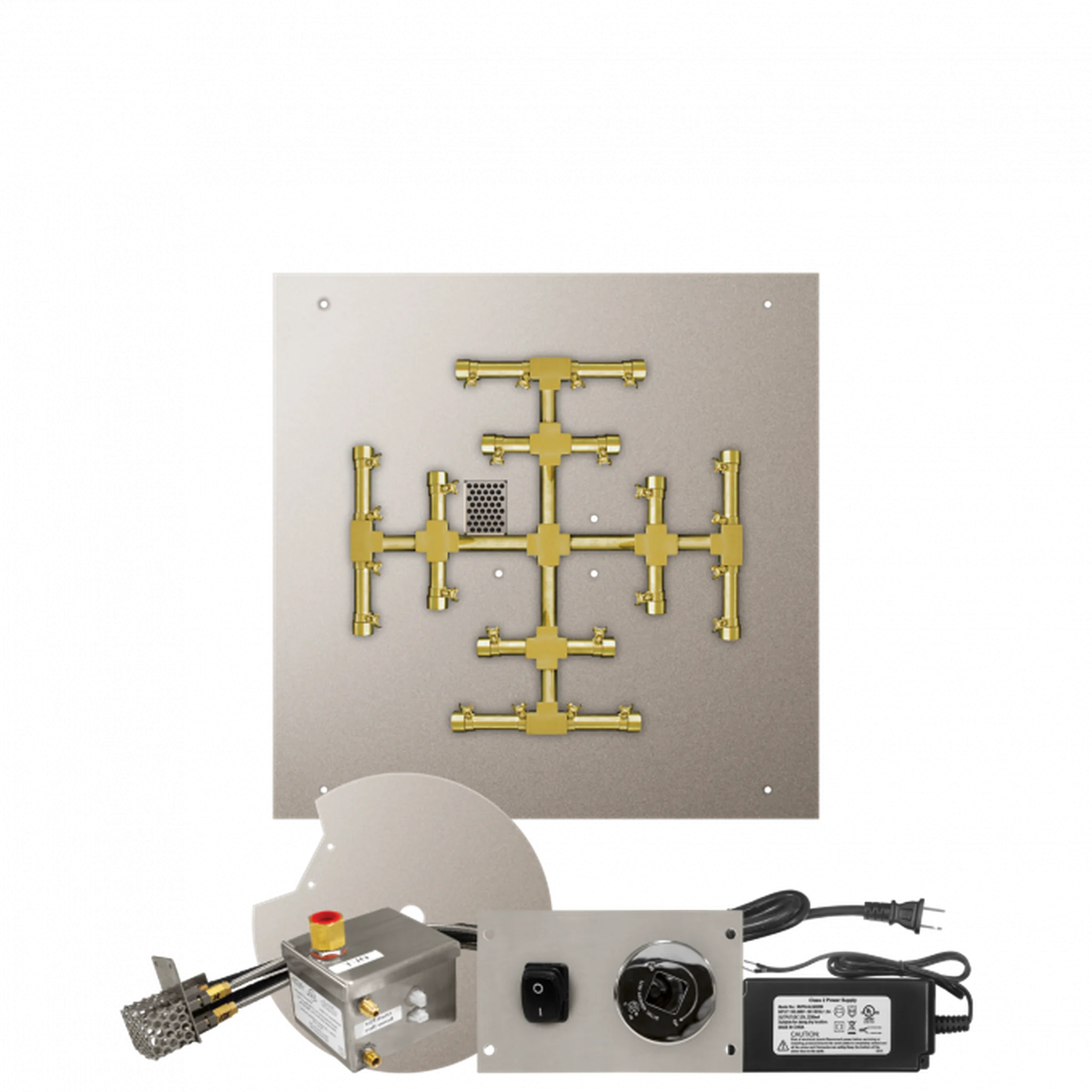 Firegear Pro Series Snowflake 25" Square Flat Pan Propane Gas Fire Pit Burner System With All Weather Electronic Ignition System