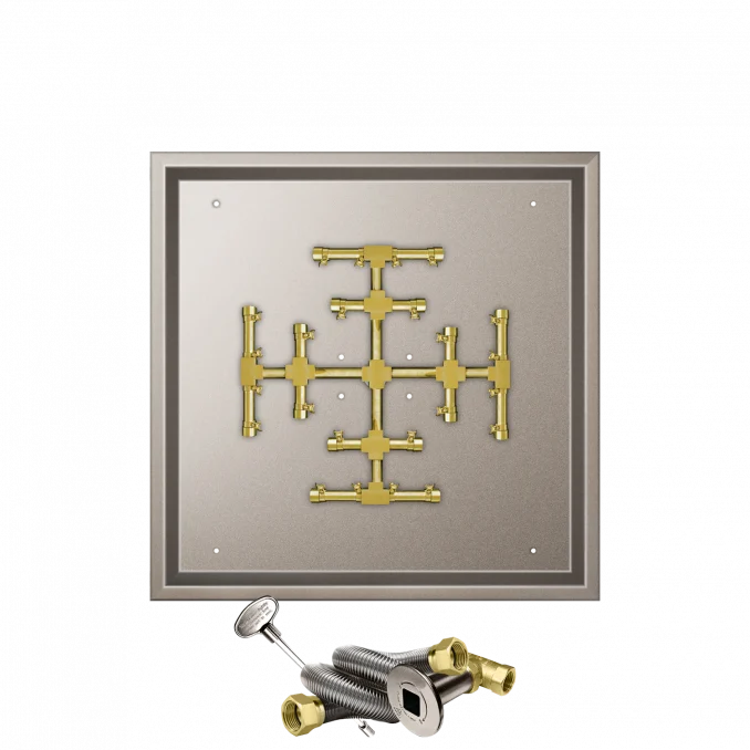 Firegear Pro Series Snowflake 26" Square Drop-In Pan Natural Gas Fire Pit Burner System With Match Throw Ignition System