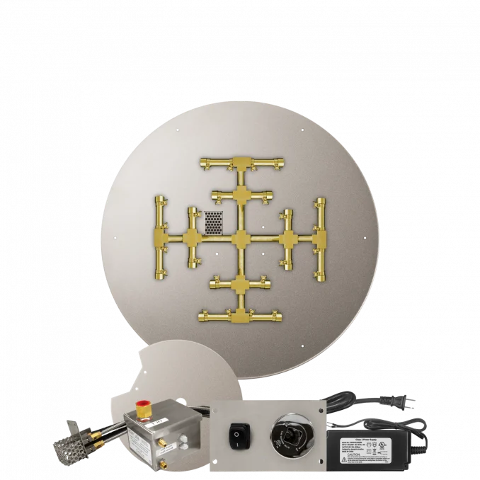 Firegear Pro Series Snowflake 29" Round Flat Pan Natural Gas Fire Pit Burner System With All Weather Electronic Ignition System