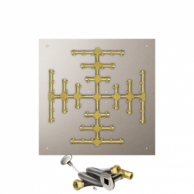 Firegear Pro Series Snowflake 30" Square Flat Pan Natural Gas Fire Pit Burner System With Match Throw Ignition System