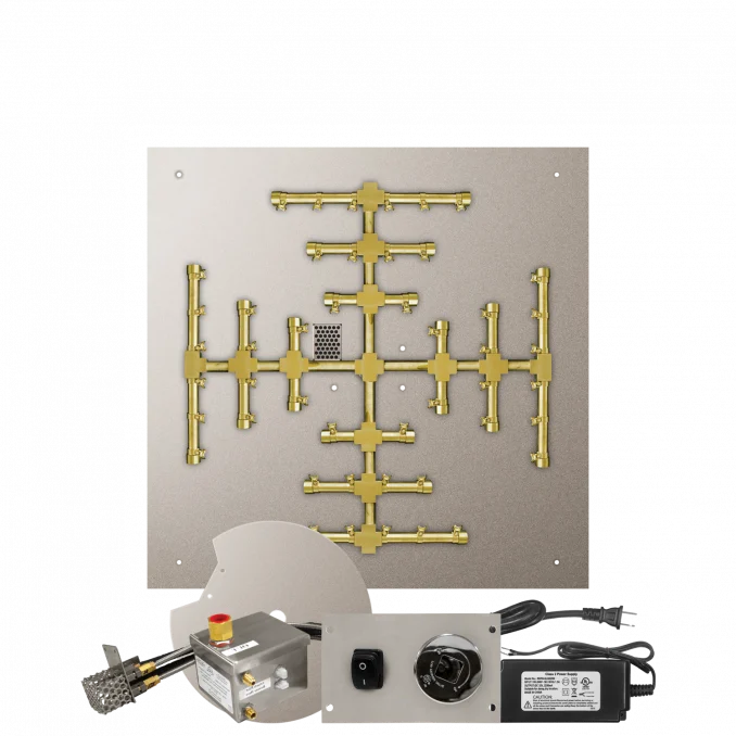 Firegear Pro Series Snowflake 30" Square Flat Pan Natural Gas Fire Pit Burner System With All Weather Electronic Ignition System