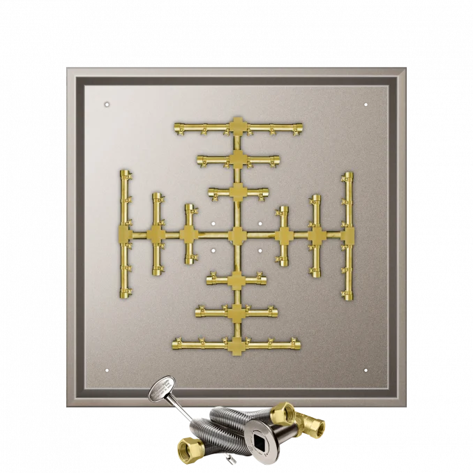 Firegear Pro Series Snowflake 32" Square Drop-In Pan Natural Gas Fire Pit Burner System With Match Throw Ignition System