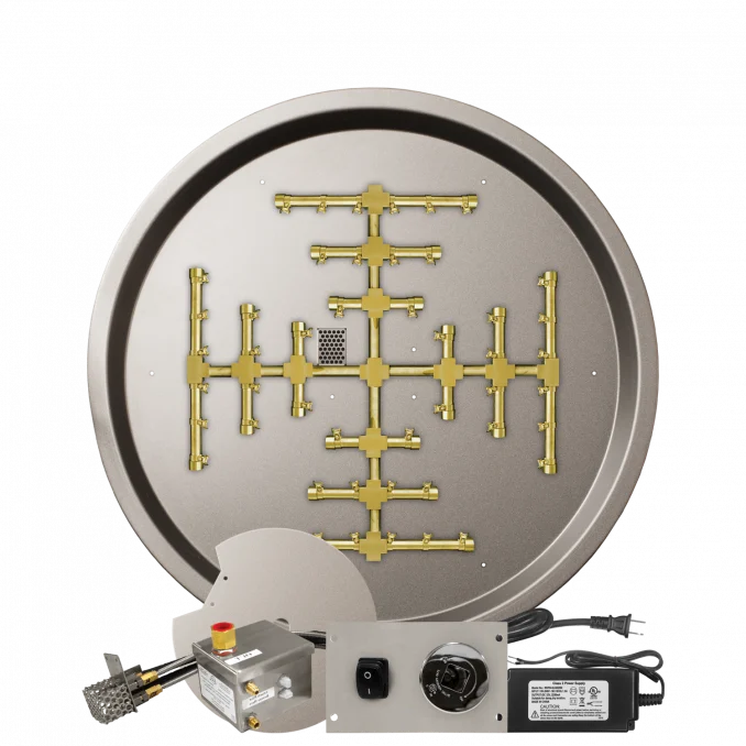 Firegear Pro Series Snowflake 33" Round Drop-In Pan Propane Gas Fire Pit Burner System With All Weather Electronic Ignition System