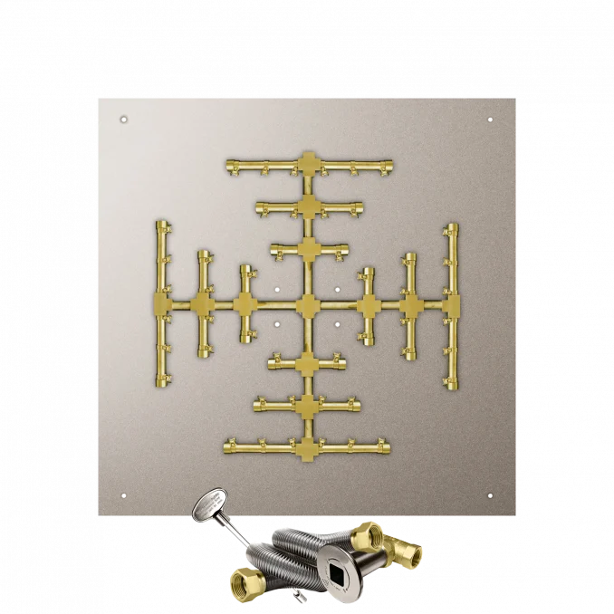 Firegear Pro Series Snowflake 34" Square Flat Pan Natural Gas Fire Pit Burner System With Match Throw Ignition System