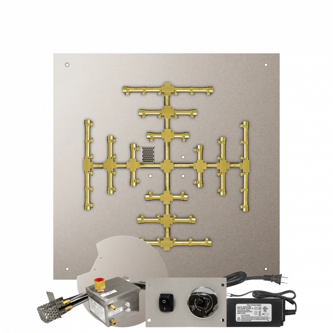 Firegear Pro Series Snowflake 34" Square Flat Pan Natural Gas Fire Pit Burner System With All Weather Electronic Ignition System