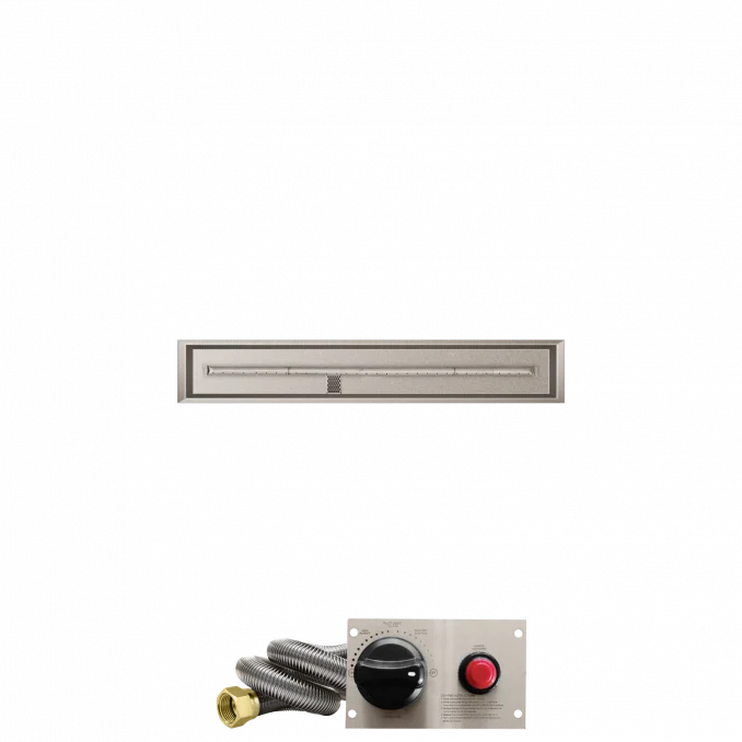 Firegear Stainless Steel Series 48" x 6" Linear Drop-In Pan Natural Gas Fire Pit T Burner System With Thermocouple Piloted Safety Ignition System