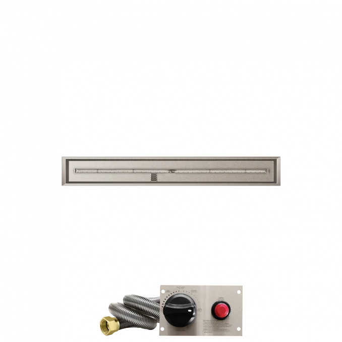 Firegear Stainless Steel Series 60" x 6" Linear Drop-In Pan Natural Gas Fire Pit T Burner System With Thermocouple Piloted Safety Ignition System