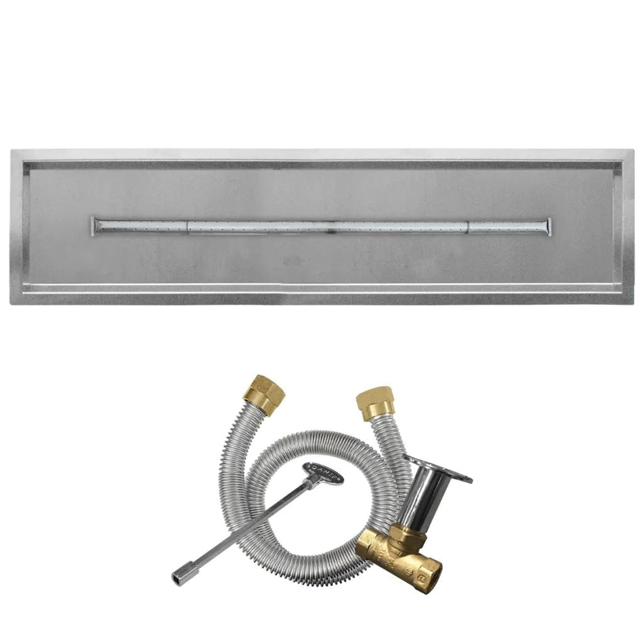 Firegear Stainless Steel Series 48" x 6" Linear Drop-In Pan Natural Gas Fire Pit T Burner System With Match Throw Ignition System