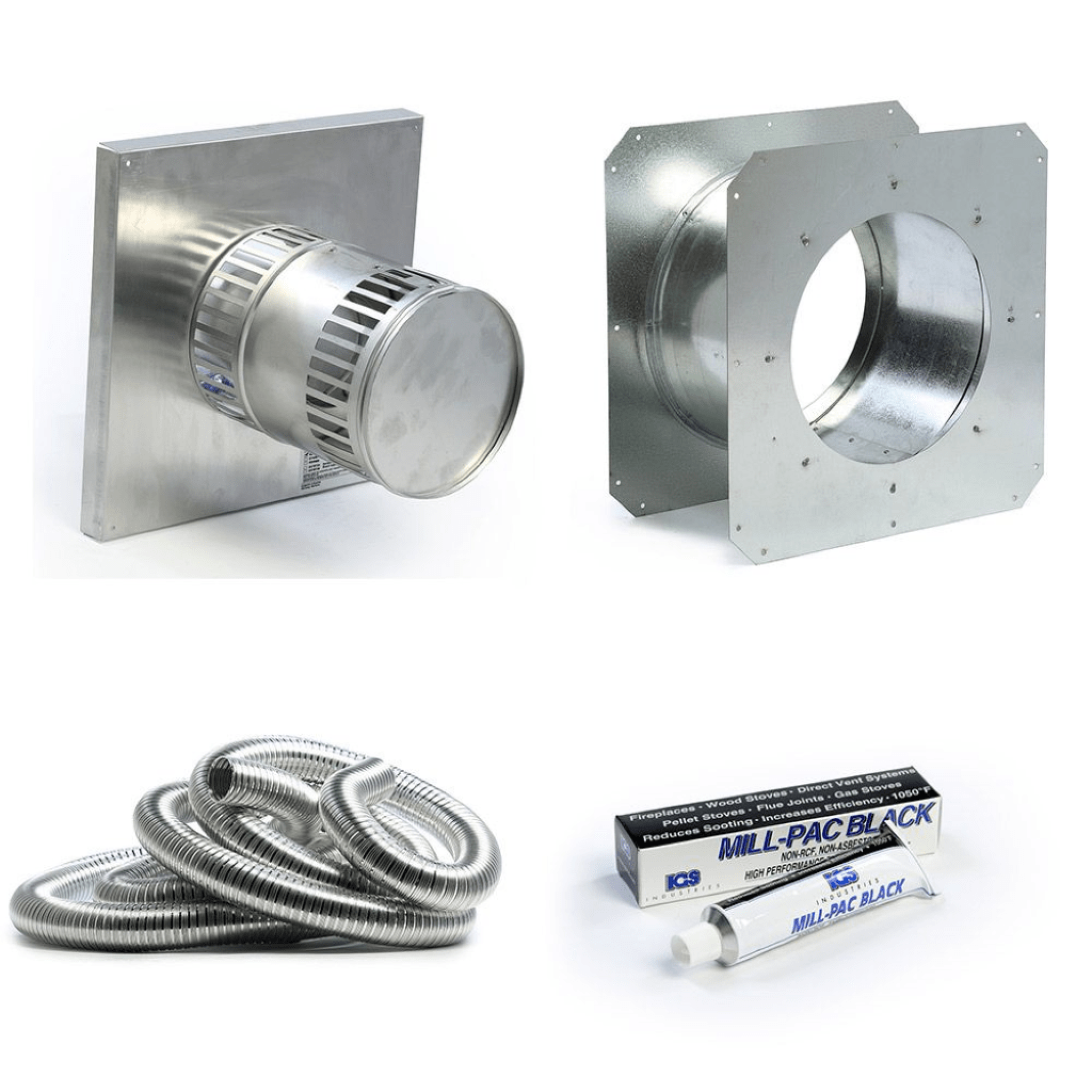 Kingsman 60" Flex Pipe Horizontal Round Termination Vent Starter Kit