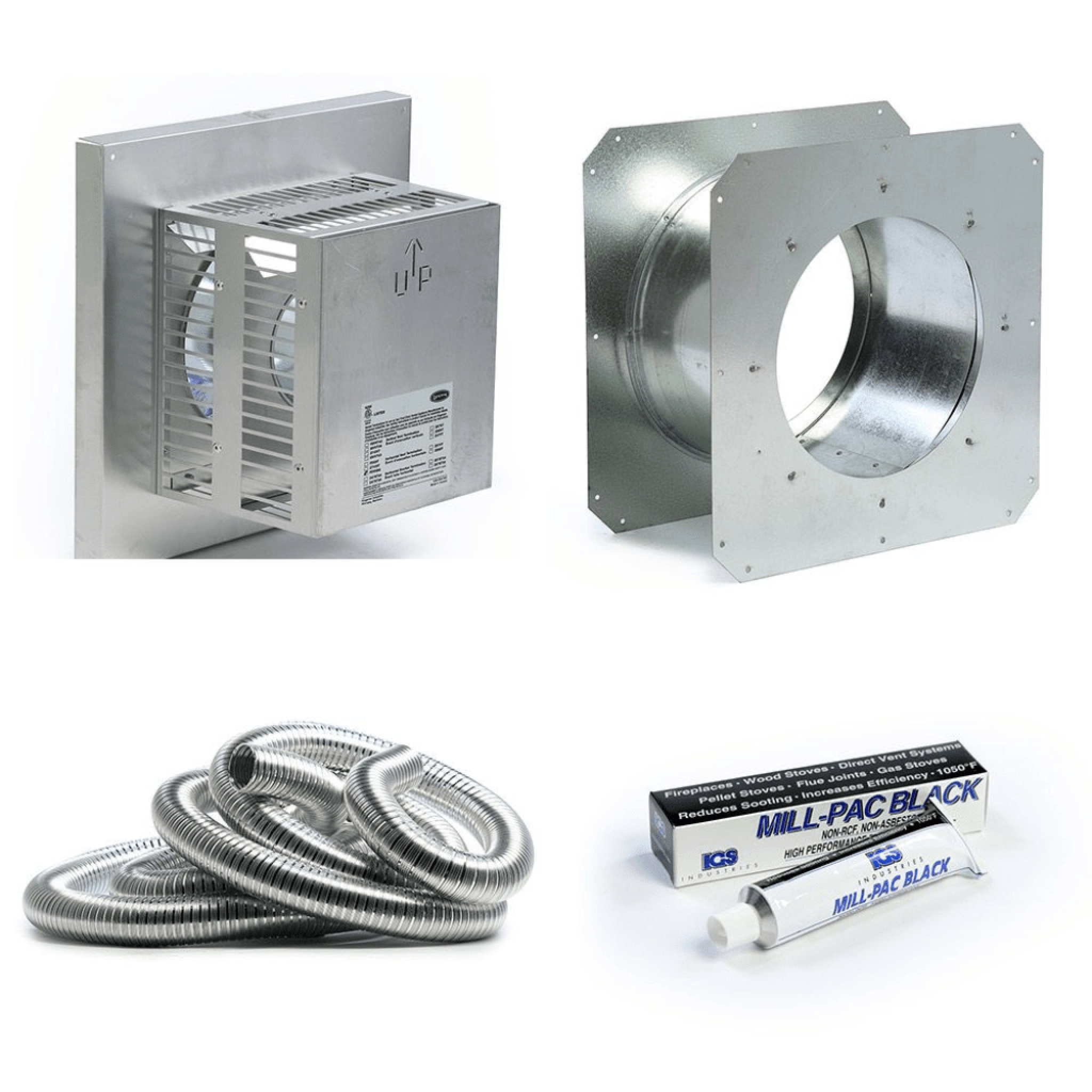 Kingsman 60" Flex Pipe Horizontal Square Termination Vent Starter Kit