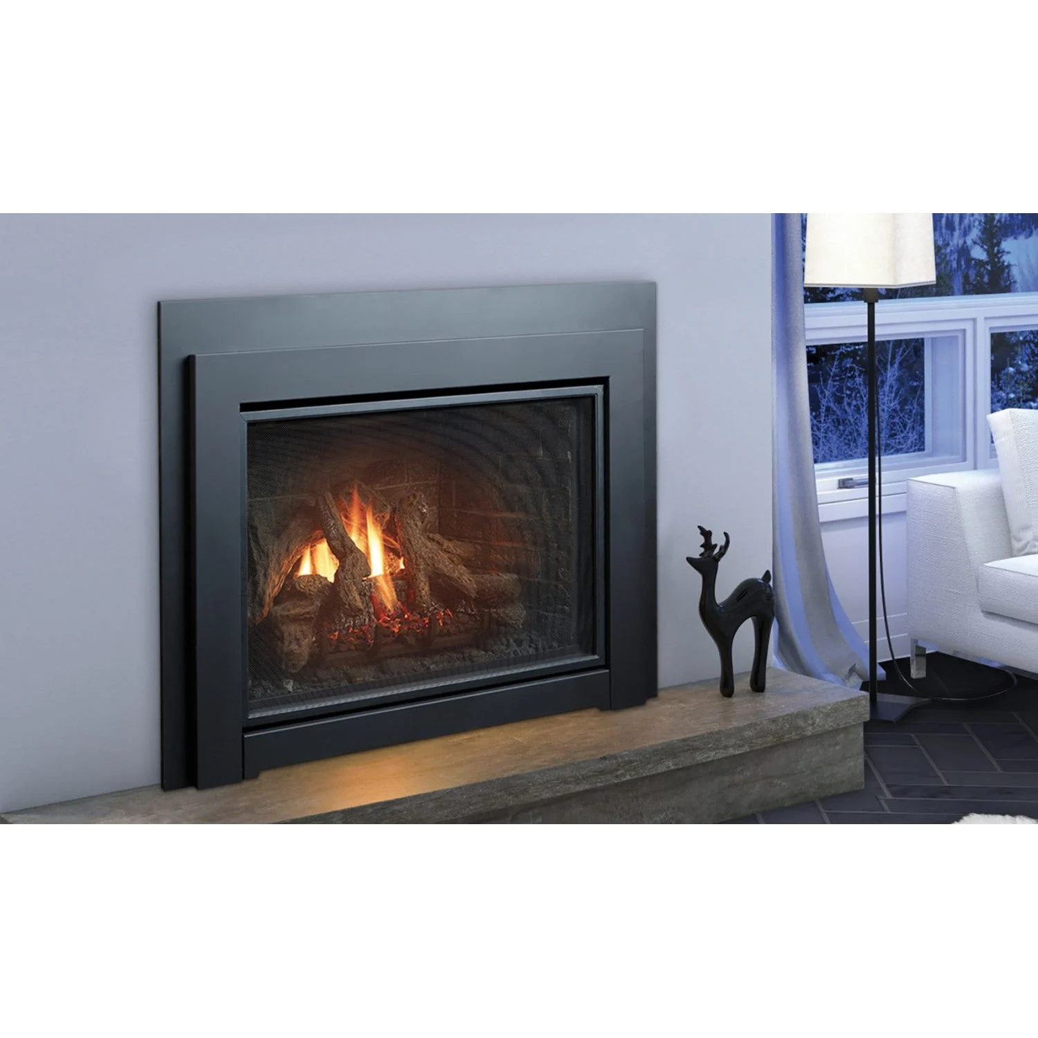 Kingsman IDV44 33" Intermittent Pilot Control Proflame 1, Propane Gas Direct Vent Fireplace Insert