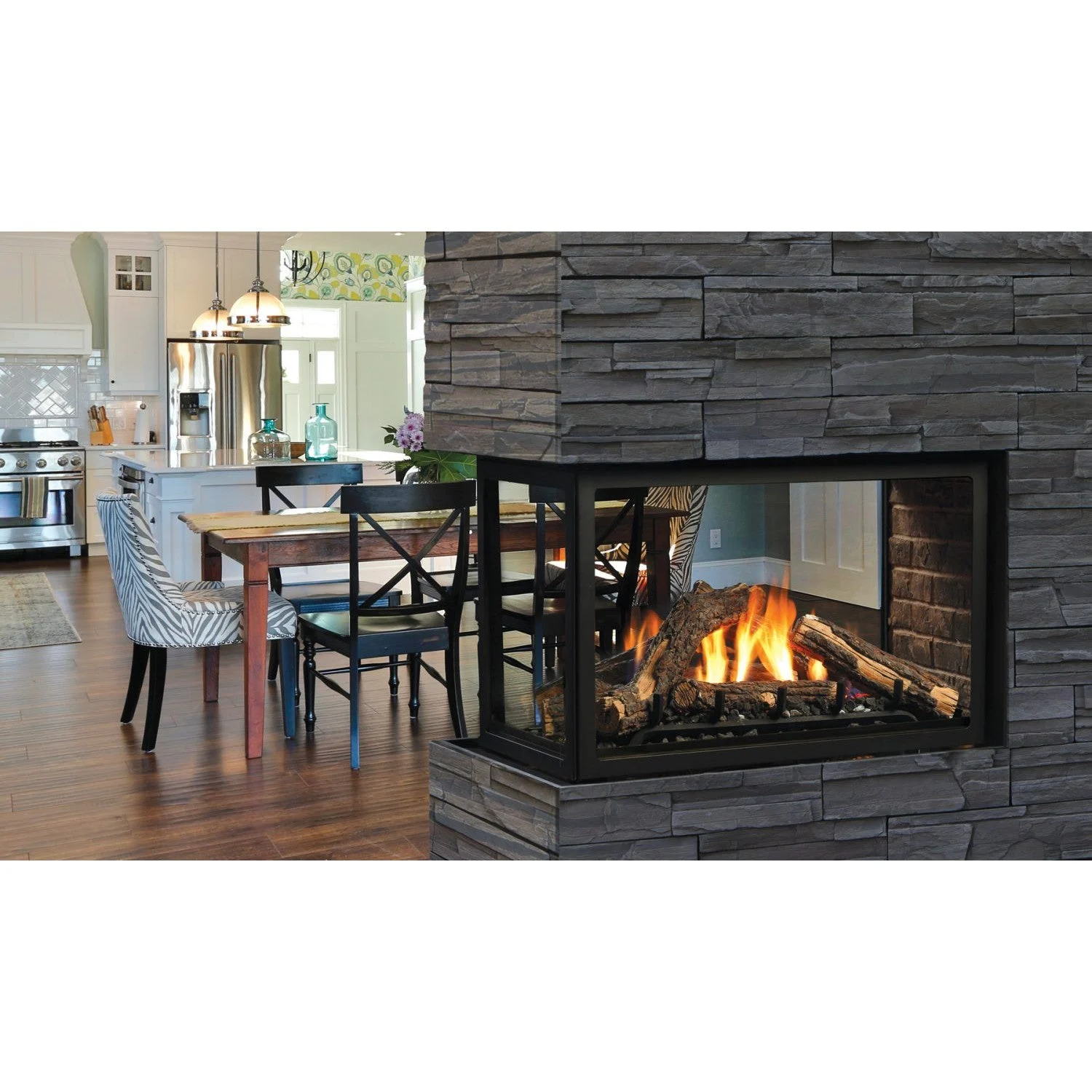 Kingsman MCVP42 43" Multi Sided Clean View Intermittent Pilot Control, Natural Gas Direct Vent Peninsula Fireplace