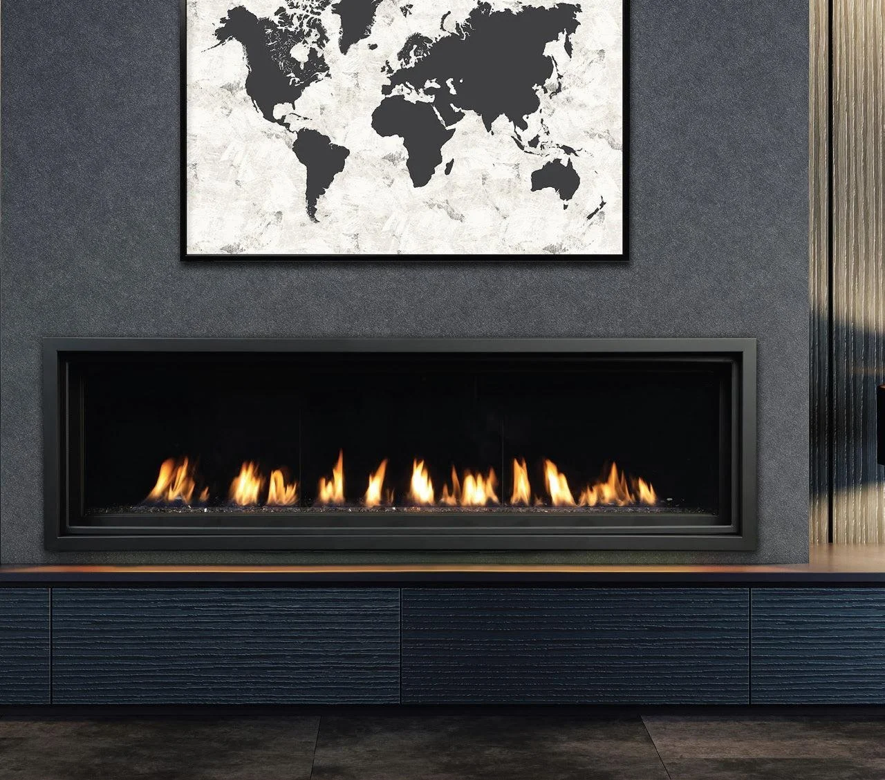 Kingsman ZCVRB72 72" Zero Clearance Millivolt Control, Propane Gas Direct Vent Linear Fireplace