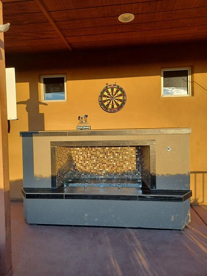 Kokomo Grills Entertainer 84" Natural Gas Fireplace With Fire Glass Burner Insert