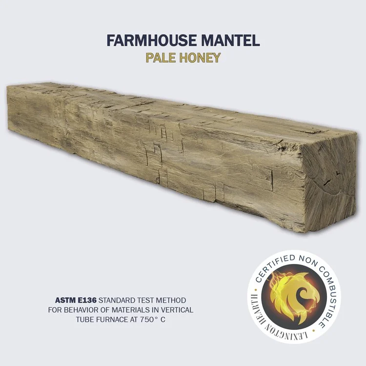 Lexington Hearth Farmhouse 72" Non-Combustible Pale Honey Mantel Shelf Kit