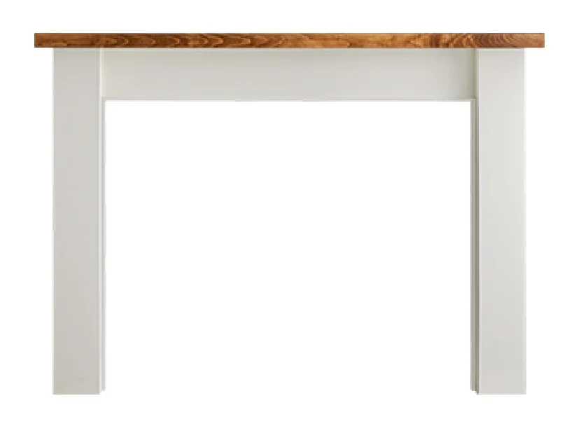 Majestic Design Series Laurel Primed MDF Transitional Style Flush Wood Fireplace Mantel Sample With Maple Top and Provincial Stain