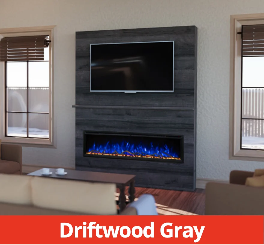 Modern Flames Driftwood Grey Allwood Media Main Wall System for Spectrum Slimline 60" Fireplace