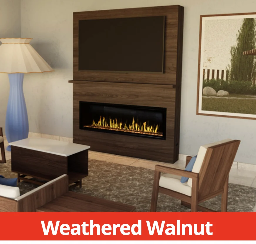 Modern Flames Weathered Walnut Allwood Media Main Wall System for Spectrum Slimline 60" Fireplace