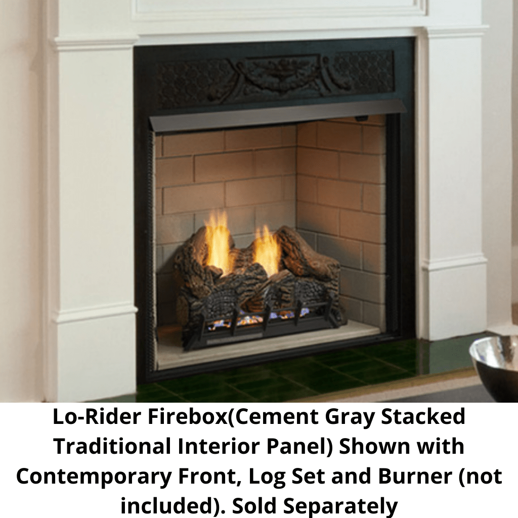 Monessen Lo-Rider 32" Clean Face Vent Free Gas Firebox With Multi-tonal Brown Stacked Traditional Fiber Interior Panels