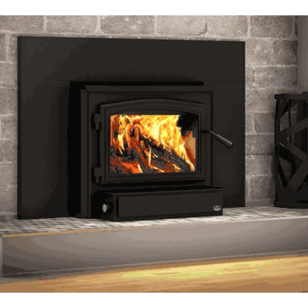 Osburn 2000 Wood Insert With Black Door Overlay, Faceplate, Black Large Faceplate Trims & Forever Flex Liner Kit