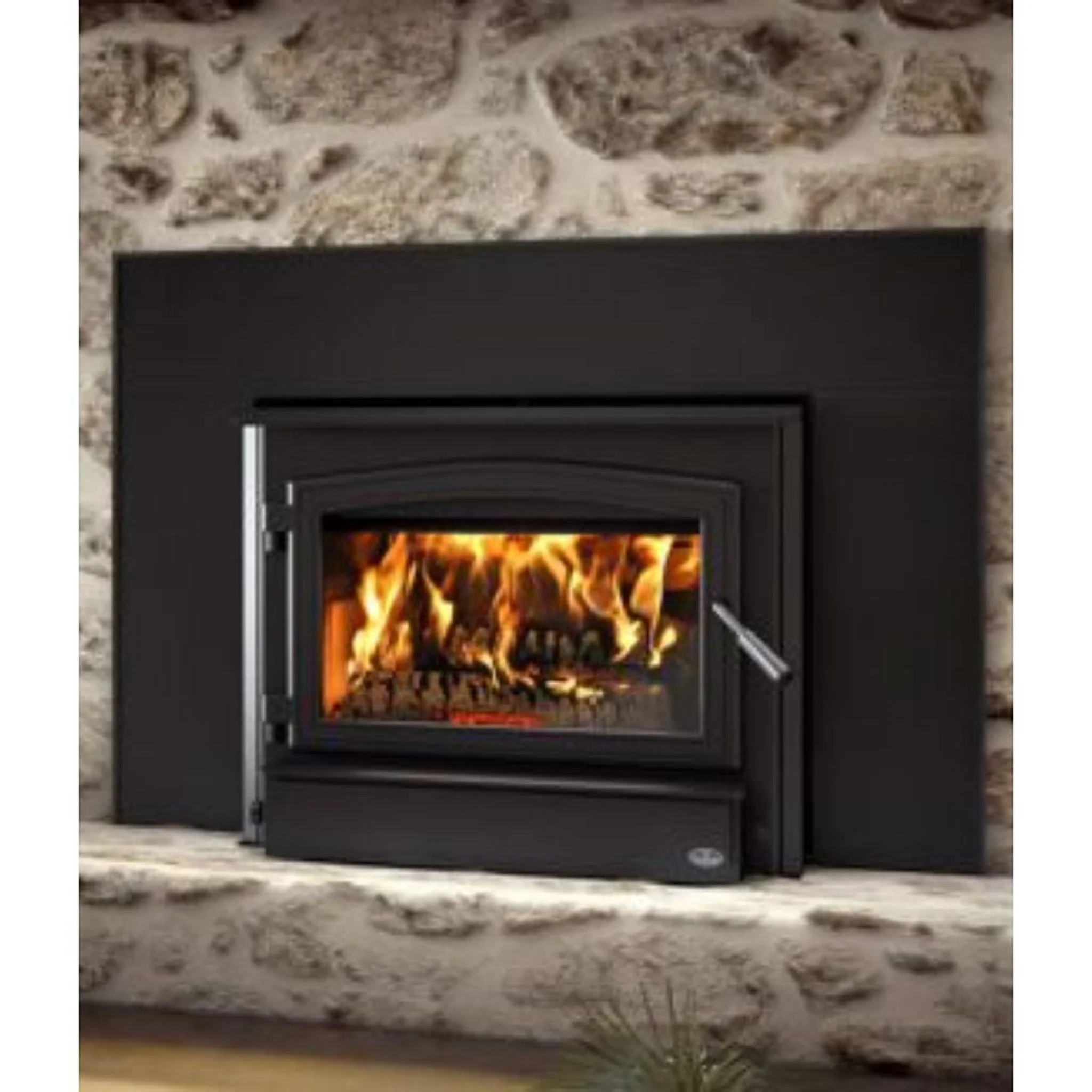 Osburn 3500 Wood Insert With Black Door Overlay, Faceplate & Black Large Faceplate Trims