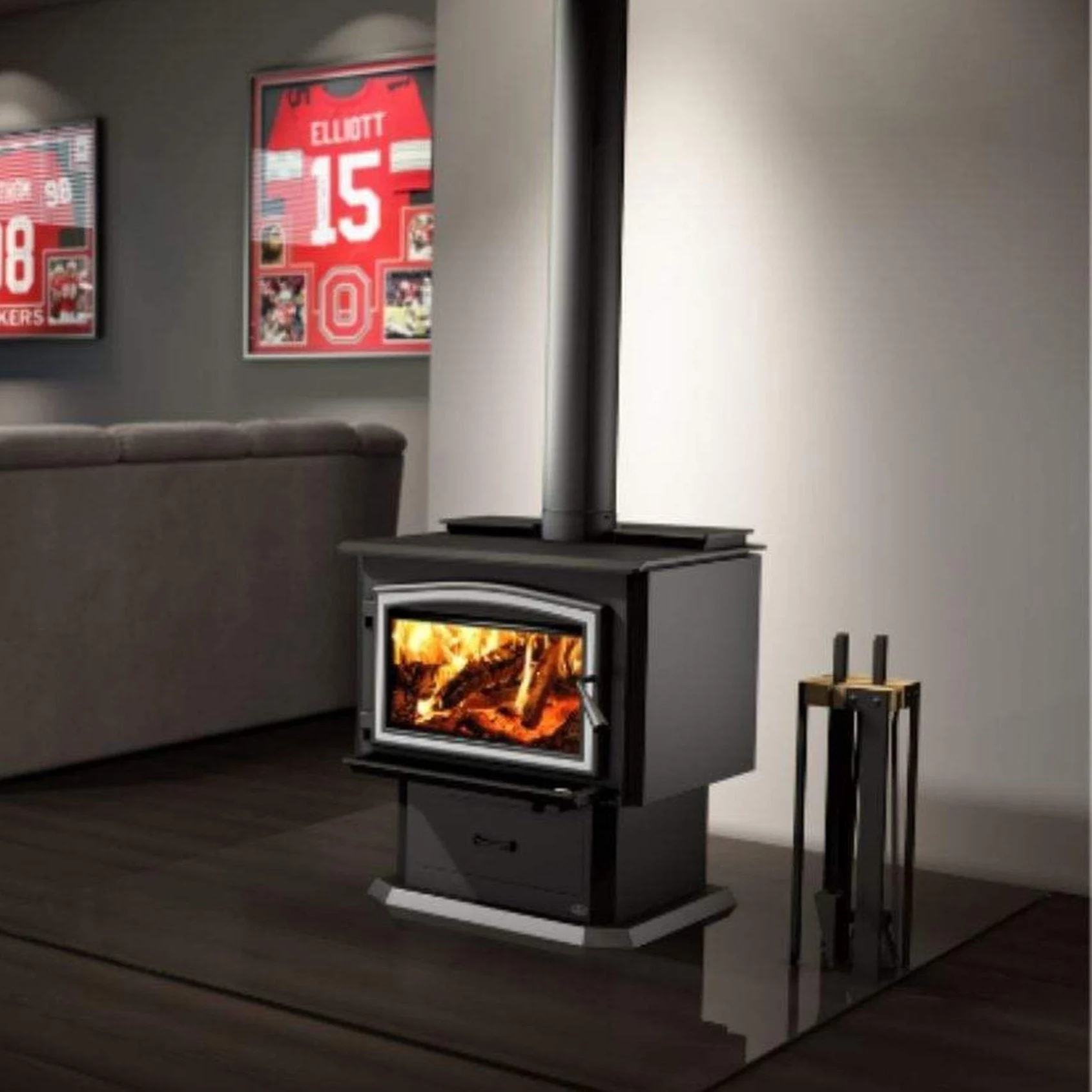Osburn 3500 Wood Stove With Brushed Nickel Door Overlay