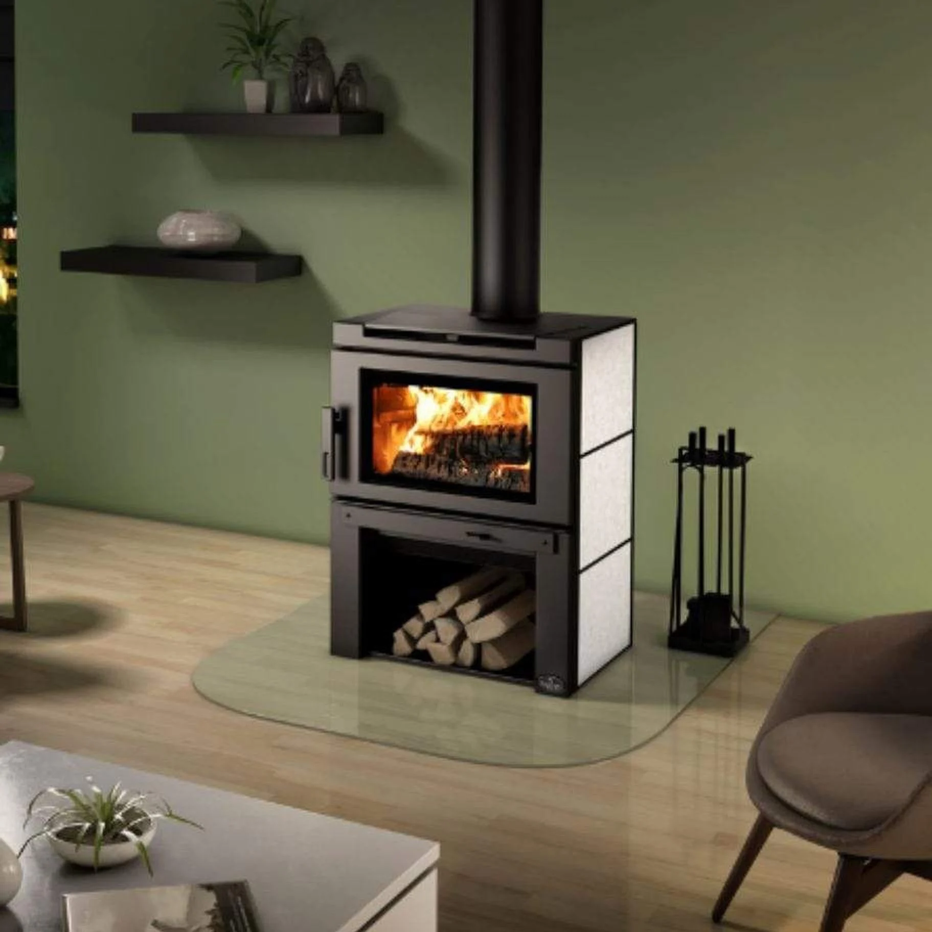 Osburn Matrix Wood Stove With Soapstone Side Panels Kit & Black Steel Panel Top