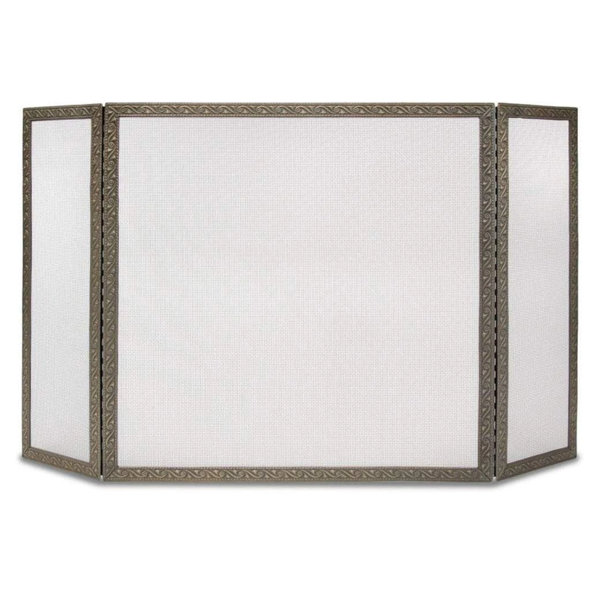 Pilgrim 49" Burnished Brass Ballard Embossed Tri-Panel Screen