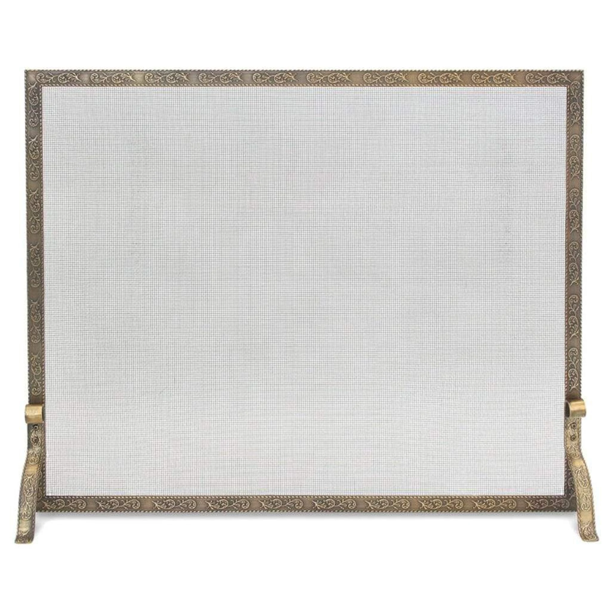 Pilgrim Bay Branch Embossed 39" Antique Brass Single-Panel Screen