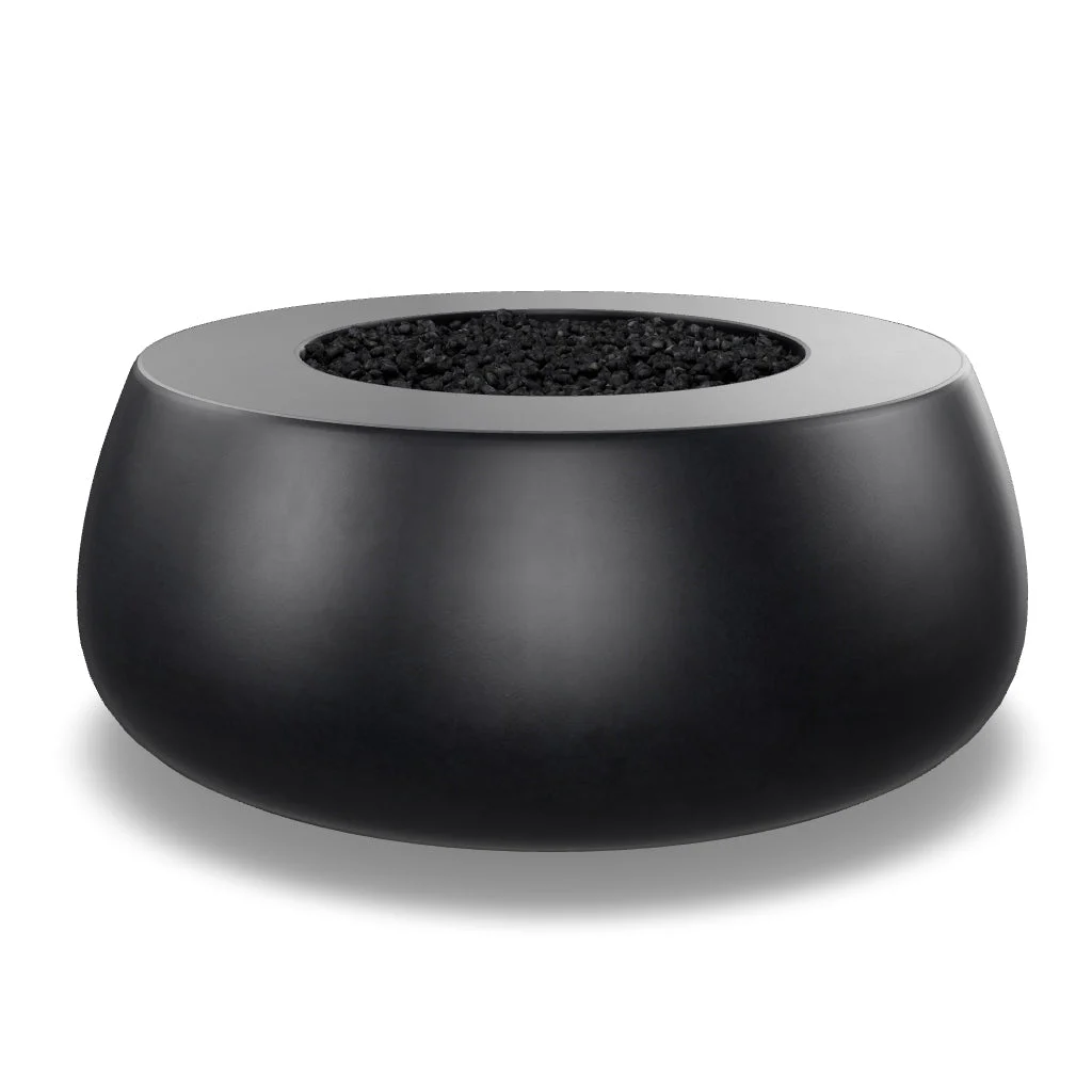 Prism Hardscapes Dune 42" Ebony Round Natural Gas Concrete Fire Pit Bowl