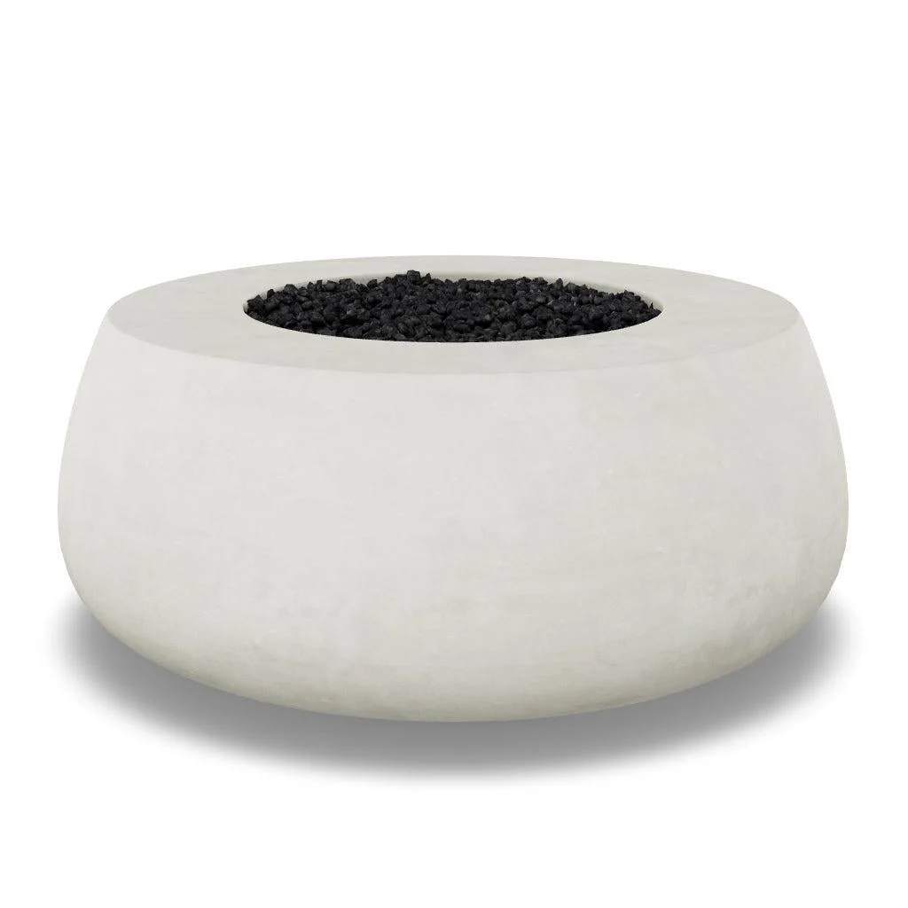 Prism Hardscapes Dune 42" Ultra White Round Natural Gas Concrete Fire Pit Bowl