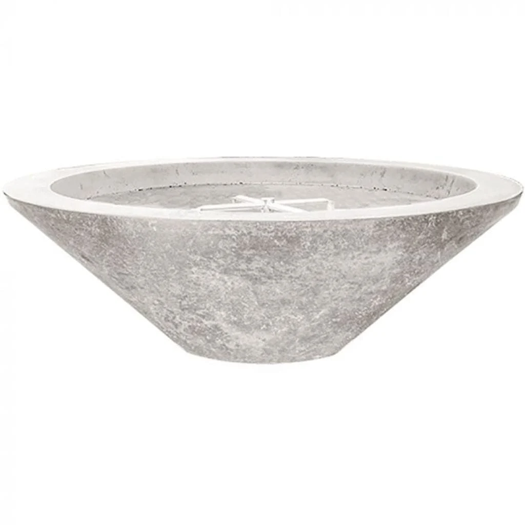 Prism Hardscapes Embarcadero 48" Ultra White Round Concrete Natural Gas Fire Pit Bowl