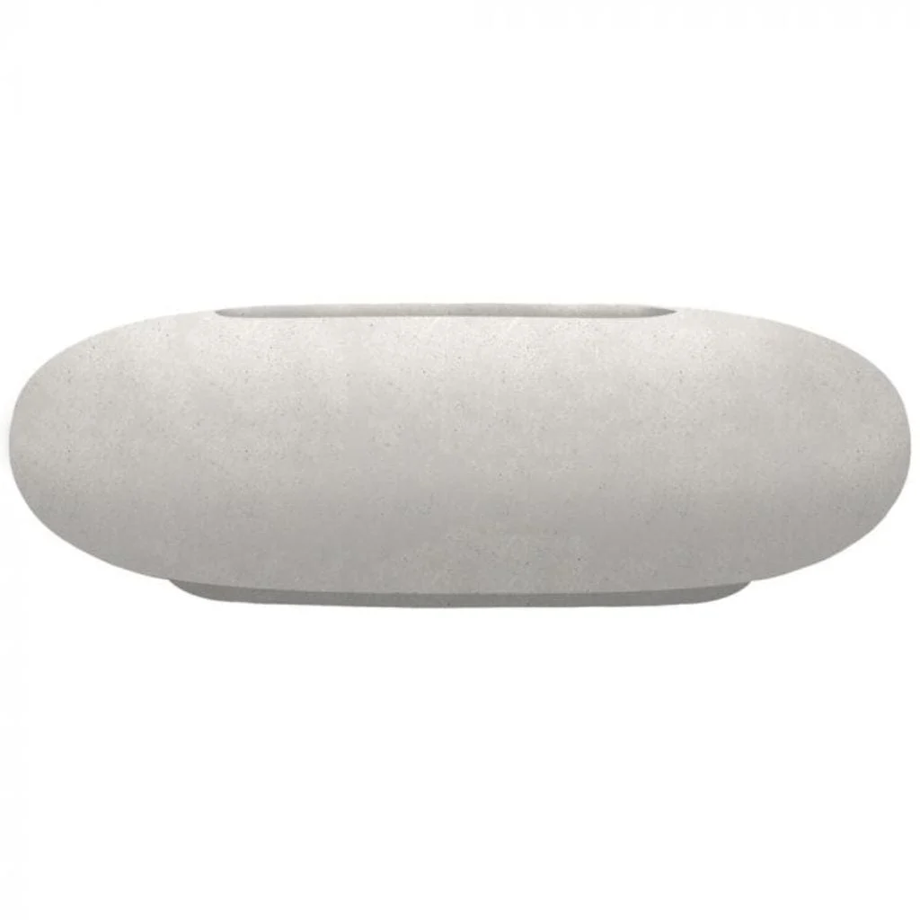 Prism Hardscapes Pebble 56" Ultra White Oval Concrete Natural Gas Fire Pit Table