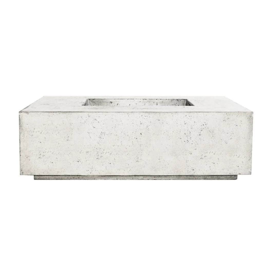 Prism Hardscapes Porto 58 58" Ultra White Rectangular Concrete Propane Gas Fire Pit Table